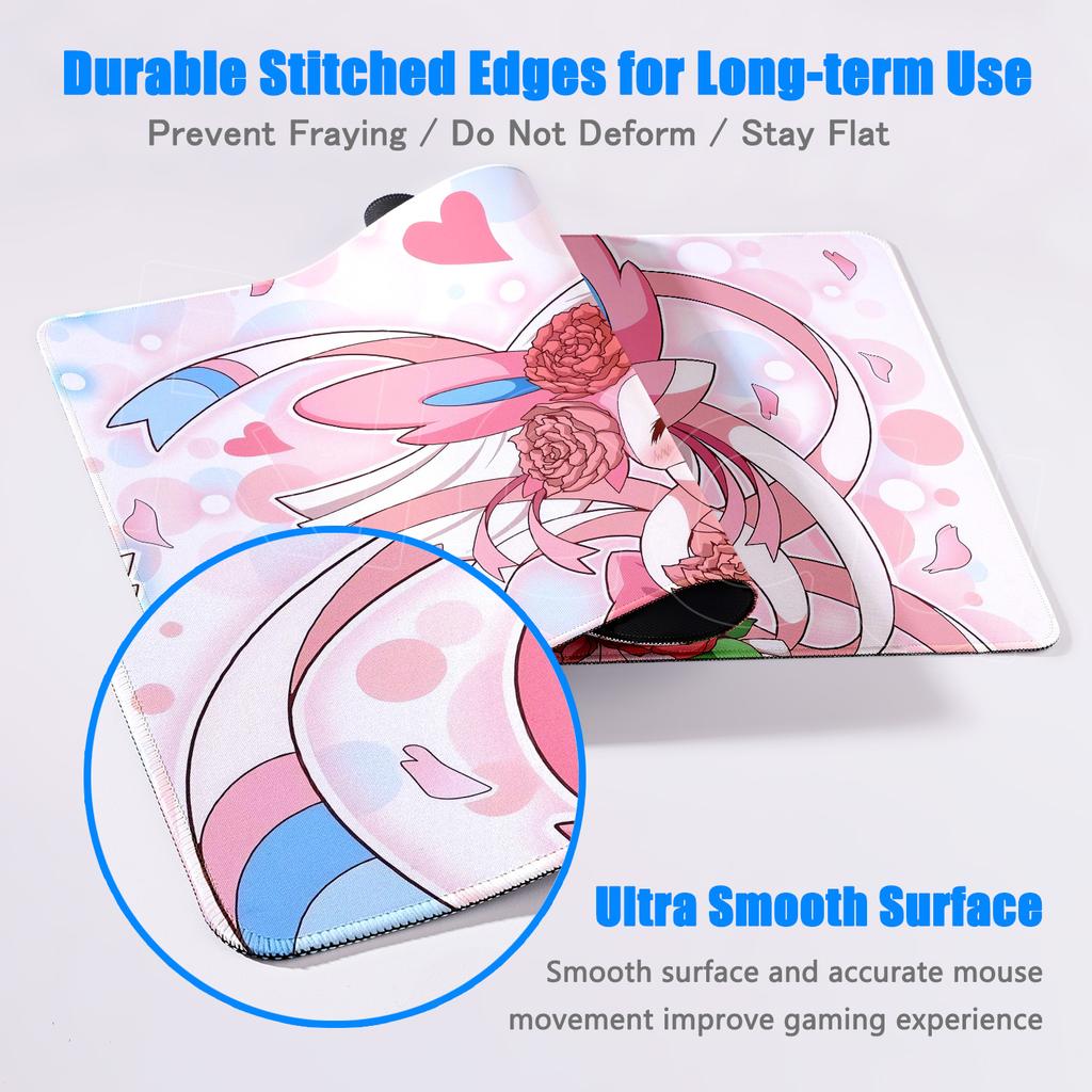 Cartoon Mouse Pad Gaming Carpet Anime Keyboard Pads P-pokemon Sylveon PC Mousepad Mouse Pads Laptop Extended Desk Mat Gamer Gift