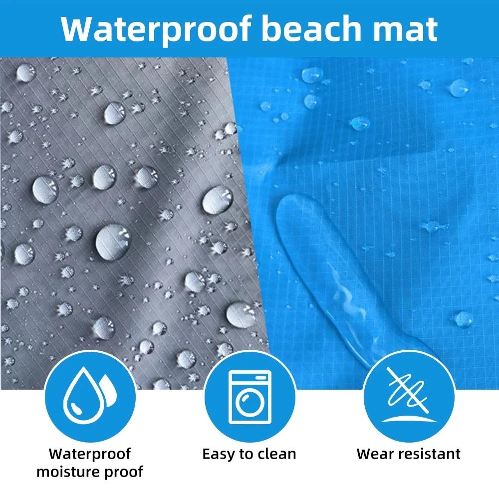 1.4*2M Waterproof Pocket Beach Blanket Folding Camping Mat Mattress Portable Lightweight Outdoor Picnic Mat Sand Beach Sunbathin