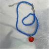 Lightweight Rice Bead Necklace Fruit Pendant Neckchain Adjustable Length Clavicle Chain Accessories for Everyday Use