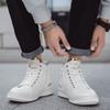 Fashion Fashion Men's Casual Leather High Top Shoes Simple Male Ankle Boots Lace-up Ventilate Motorcycle Boots Leisure Walk Basic Shoes