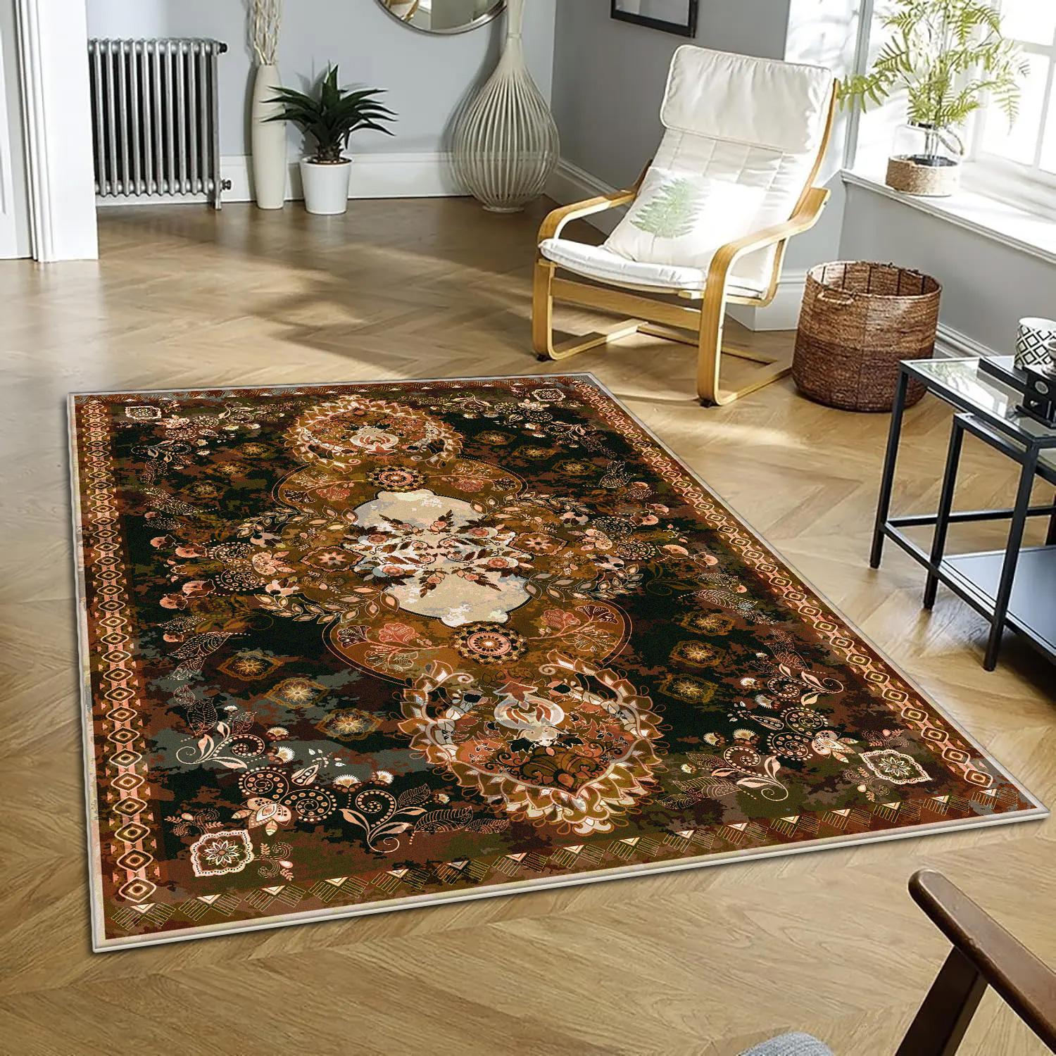 

Retro Bohemian Carpets for Living Room Decoration Sofa Rugs Fluffy Soft Bedroom Bedside Carpet Non-slip Lounge Coffee Tables Mat 60x90cm