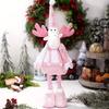 Pink Sequin Poseable Doll Christmas Snowman Santa Reindeer Winter Window Decoration with Plush Hat Scarf Indoor Holiday Decor