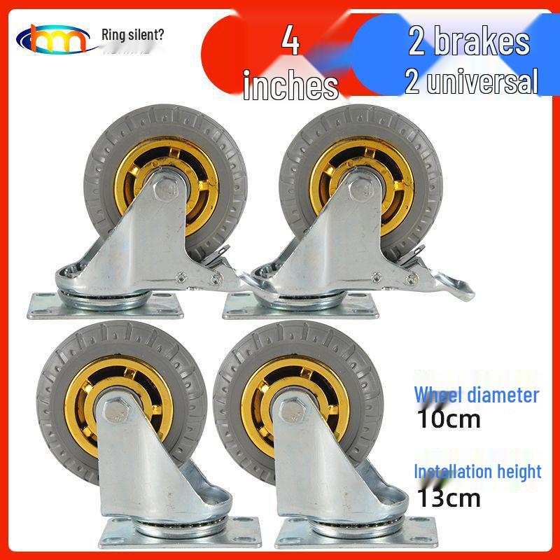 Schwerlast-Gummi-Lenkrollen mit Bremse - Doppelt gelagert, Größen 3/4/5 Zoll