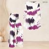 Women Plus Size Printed V Neck Three Quarter Sleeve Flared Top And Flared Pants Two Piece Set