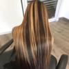 Perucas Femininas Tingidas Cabelo Longo Liso Perucas Gradientes de Três Cores Cabelo Liso Preto Castanho Dourado