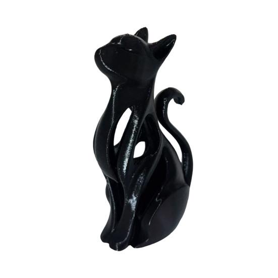 DYS 3D Printed Hollow Cat Figurine, Modern Black White Kitten Statue, Artistic Animal Sculpture Desk Decoration, Gift for Lovers