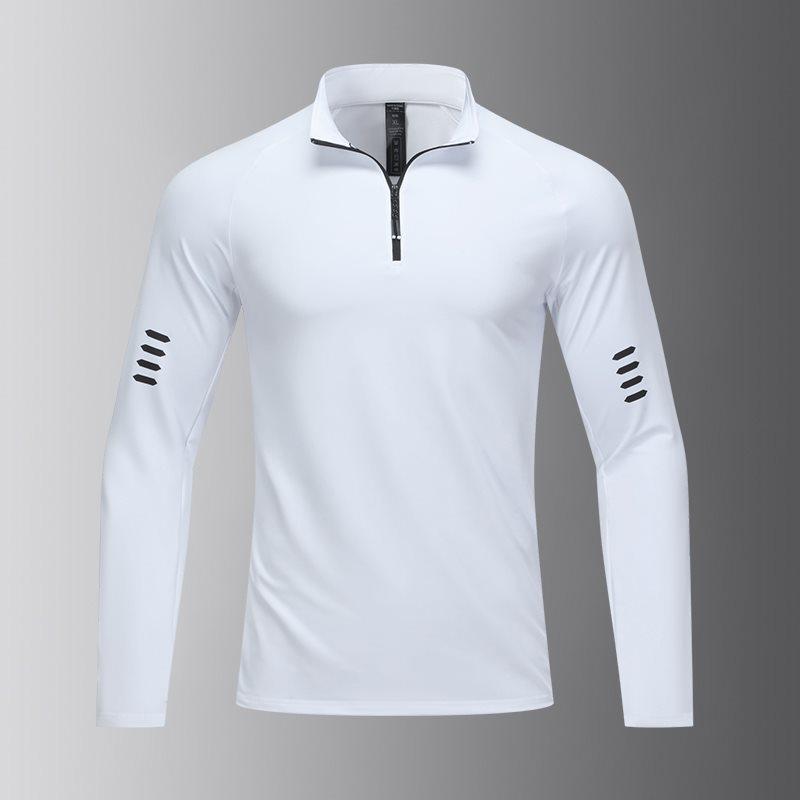 

Men s Quick-Dry Half-Zip Long Sleeve Sports T-shirt for Running & Cycling Large білий
