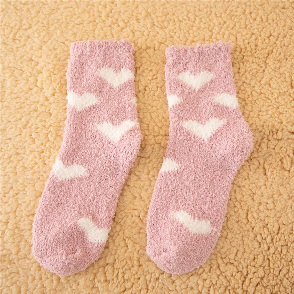 Women's Winter Fleece-Lined Heart Terry Floor Socks - Extra Thick, Non-Shedding, Mid-Calf Style