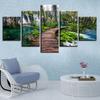 Canvas Kunst Schilderijen 5 Delen Bergstroom Waterval Brug Posters Landschapsschilderijen Woondecoratie Woonkamer Decoratie