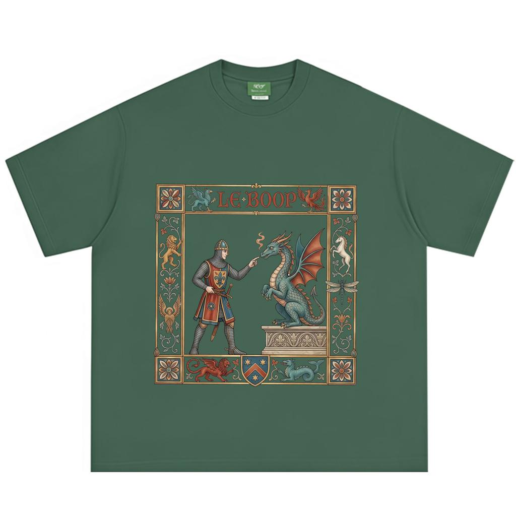 Le Boop Medieval Knight Dragon Funny Vintage Print TShirt Unisex Unisex Casual Loose Tshirts Summer Cotton fashion Tshirts tops