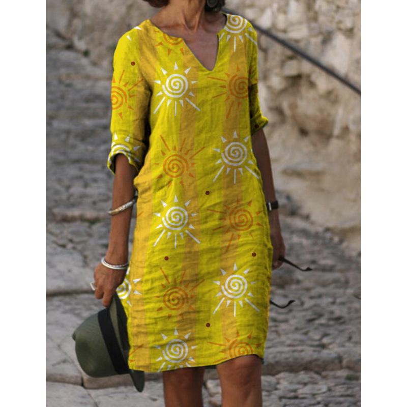 

Элегантное винтажное полосатое платье с принтом для женской одежды, осенние свободные повседневные платья миди с v-образным вырезом, женский халат большого размера M