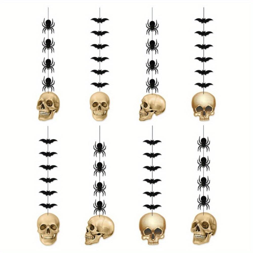 

5sets Halloween Decorative Hanging Ornaments Skull Spider Bat Hanging Decor Halloween Ornaments Gothic Party Hanging Skeleton Streamers Banner 5sets