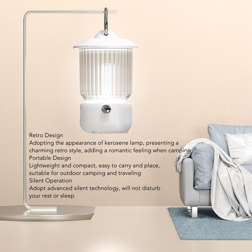 260ML Retro Lantern Humidifier with Light Quiet Multifunction Vintage Camping Lamp Aromatherapy Diffuser Essential Oil Diffuser