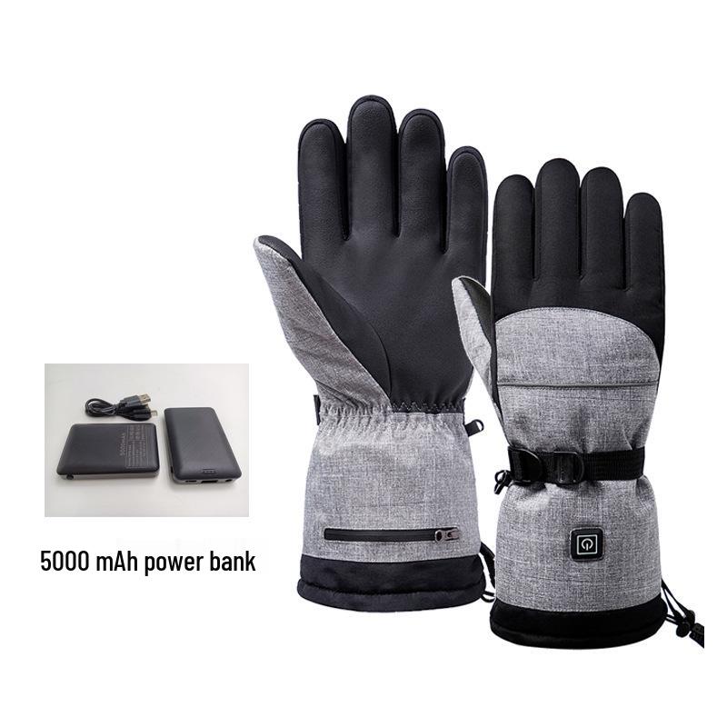 Winter Smart Heated Gloves: Three-Level Temperature Control, Waterproof, Cold-Proof, Rechargeable, Five-Finger Design for Outdoor Cycling.