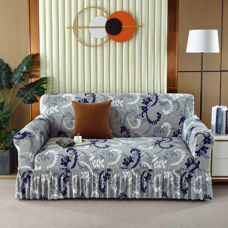 1pc Stretch Sofa Slipcover, Sofa Cover with Skirt, Couch Cover Furniture Protector, for Bedroom Office Living Room Home Decor