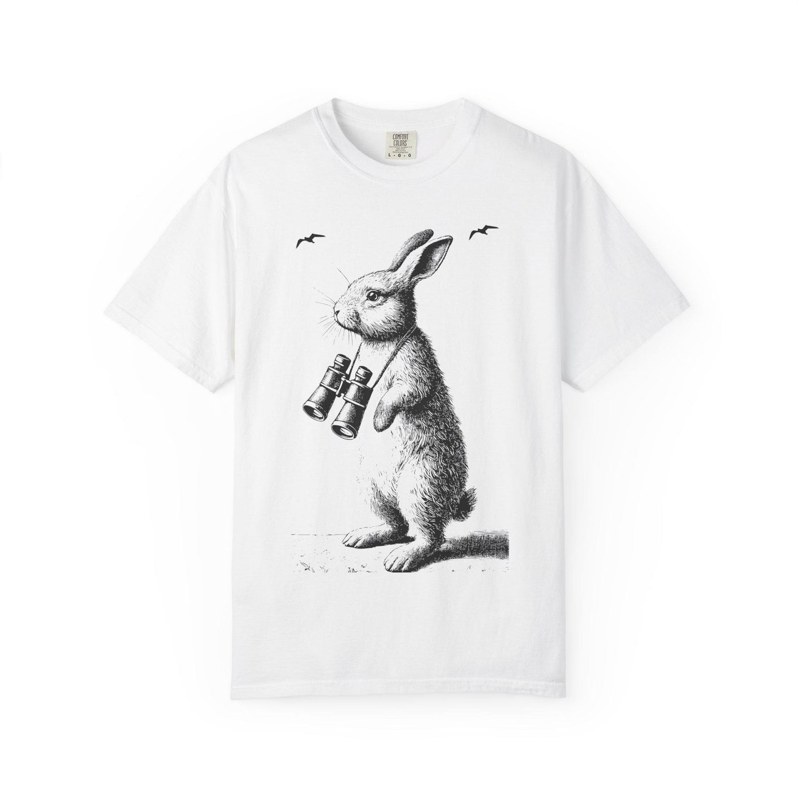Rabbit Watching Line Art T-Shirt: Vintage Retro Style Twitcher Gift 4XL