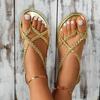 Foreign trade toe casual flat sandals women's 2025 new woven foot cover Roman beach shoes large size 43Sandal