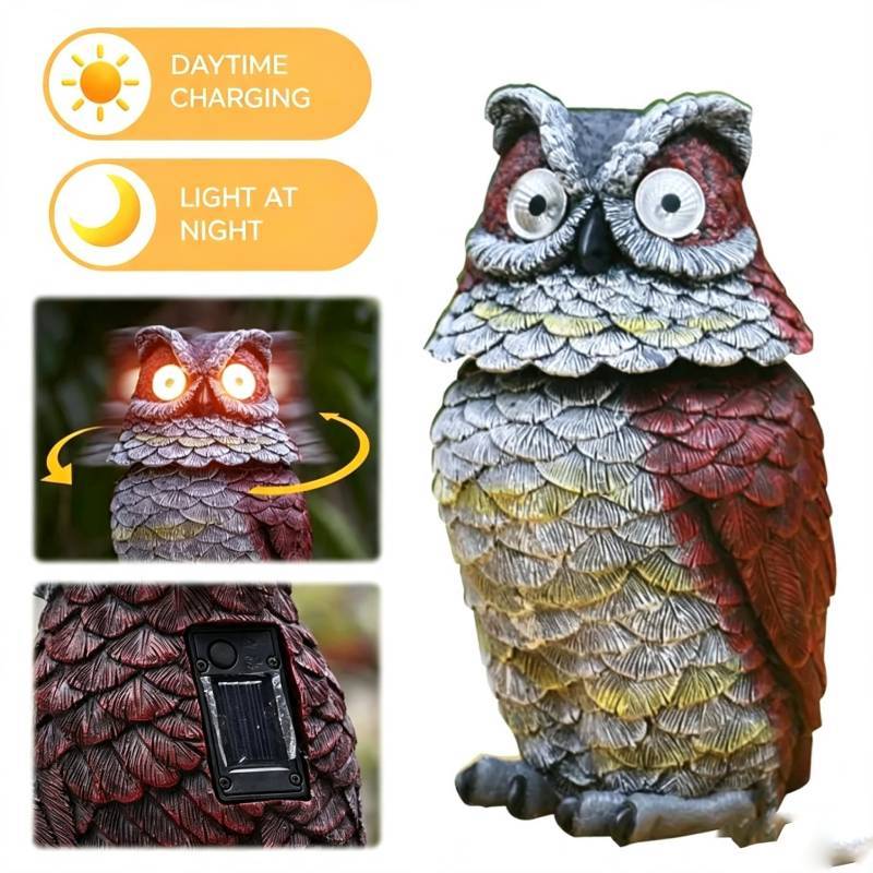 Modern Art Resin Owl Solar Light Decorative Figurine For Garden And Home Decor