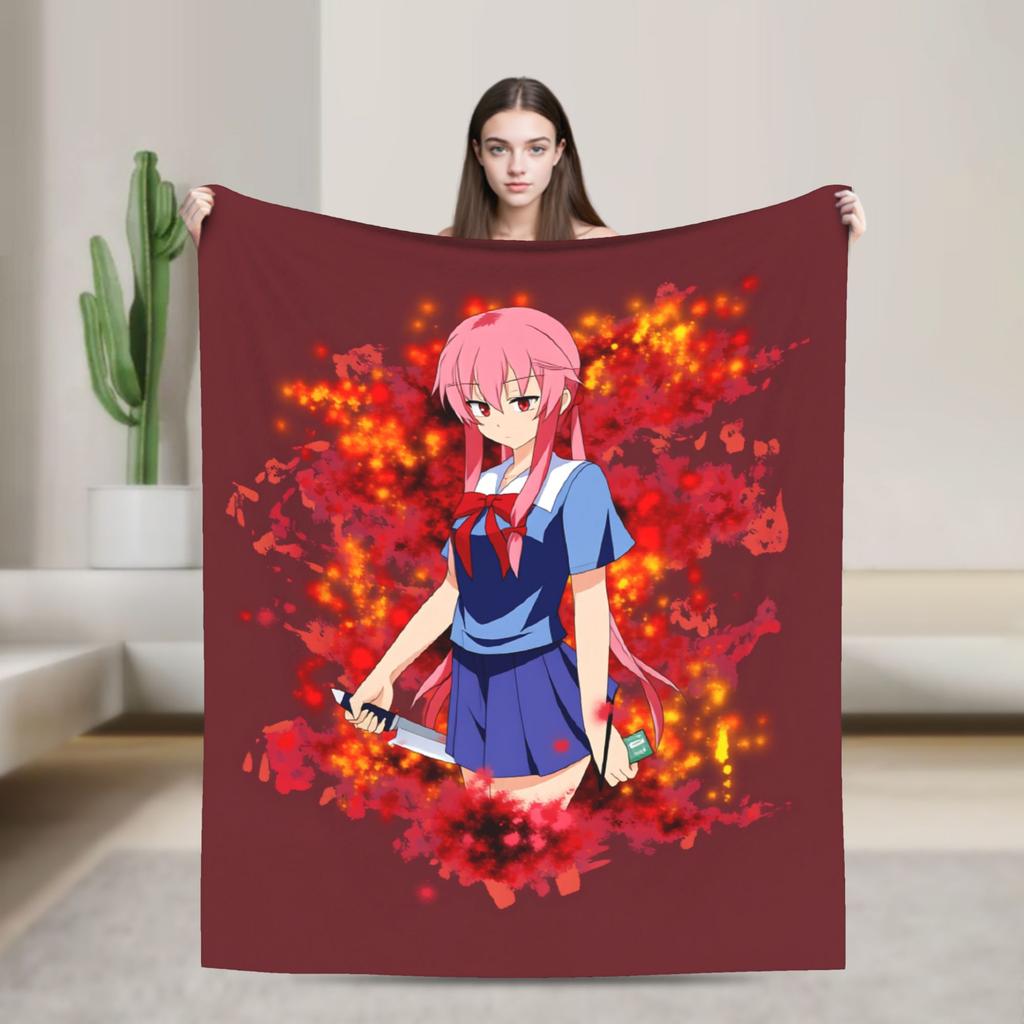 Mirai Nikki Gasai Yuno Super Soft Blankets Plush Throw Blanket Street Trend Couch Chair Flannel Bedspread Sofa Bed Cover