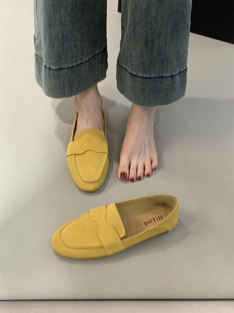 Slip On Loafers for Mum Lazy French Flats Shoes Leather Daily Maternity Driving Shoes Autumn Oxfords Thomas Shoes Zapatos Mujer