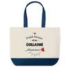 Tote Bag - PLANETEE - Blue Bottom Shopping Bag "Bazar D'un Guillaume D'amour" - Cotton 40x45 Cm - Large Size - Made In France