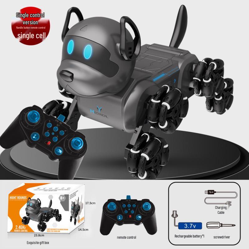 Gesture-Controlled Stunt Dog Robot: 8-Wheel 4WD Climbing and Drifting Pet with 2.4G Remote