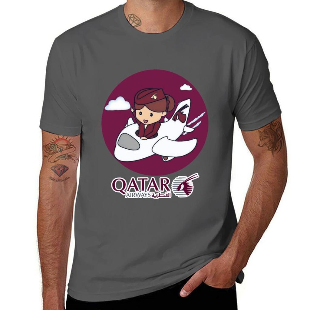 T-shirt Qatar Airways T-shirt Nera in Cotone Semplice Per Unisex Pacco T-shirt Per Unisex T-shirt 100% Cotone