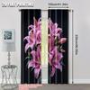 2pcs, 2D flat printing Window Curtains lily Versatile Polyester Fabric,Without Electricity Festive Holiday Applies to Home Use