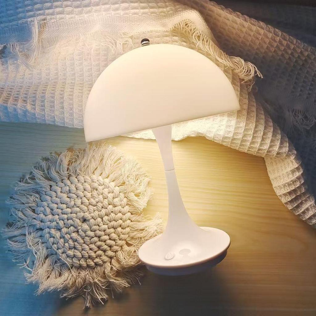 Slim Waist Mushroom Table Lamp: Dimmable, Eye-Protective Night Light for Bedroom and Living Room, European Style.