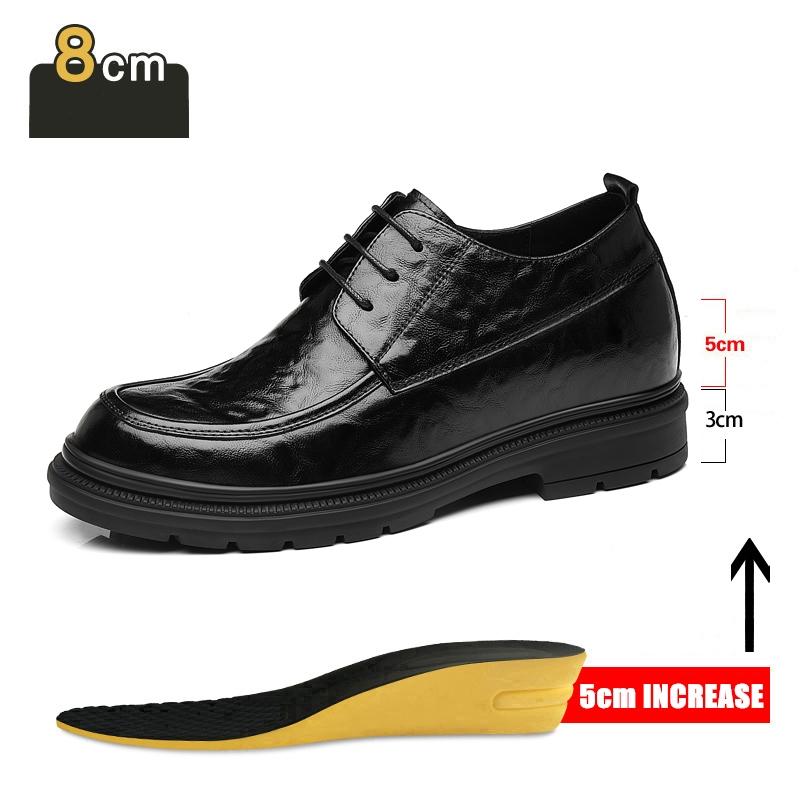YEINSHAARS 3/6/8 Cm Elevator Men Dress Shoes Height Increase Cow Leather Men Formal Shoes Oxfords Business Men Suit Shoes Taller