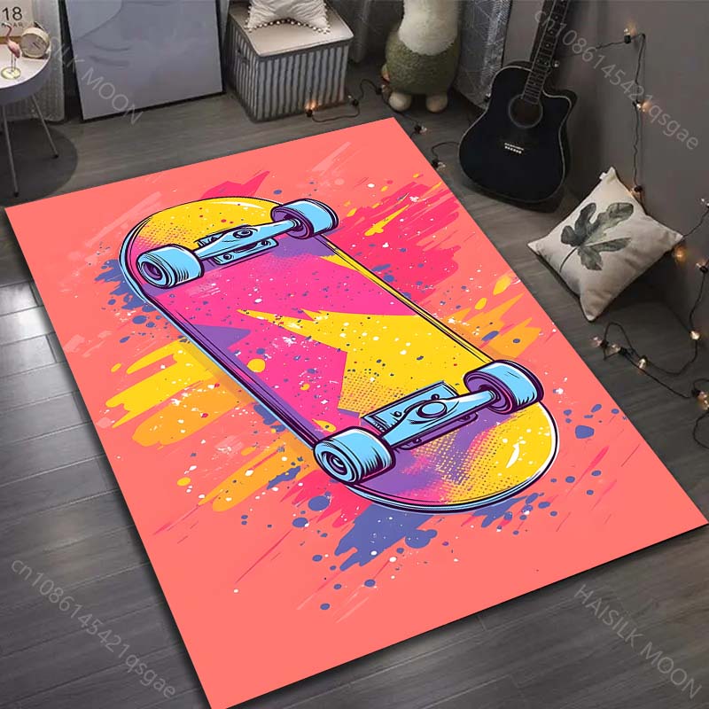 1PC Drawing Ideas Skateboard Print Carpet for Living Room Bedroom Sofa Doormat Decor Sofa Table Area Rug Non-slip Floor Mat