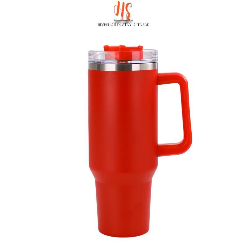 40oz nerezový izolovaný hrnek s uchem a brčkem