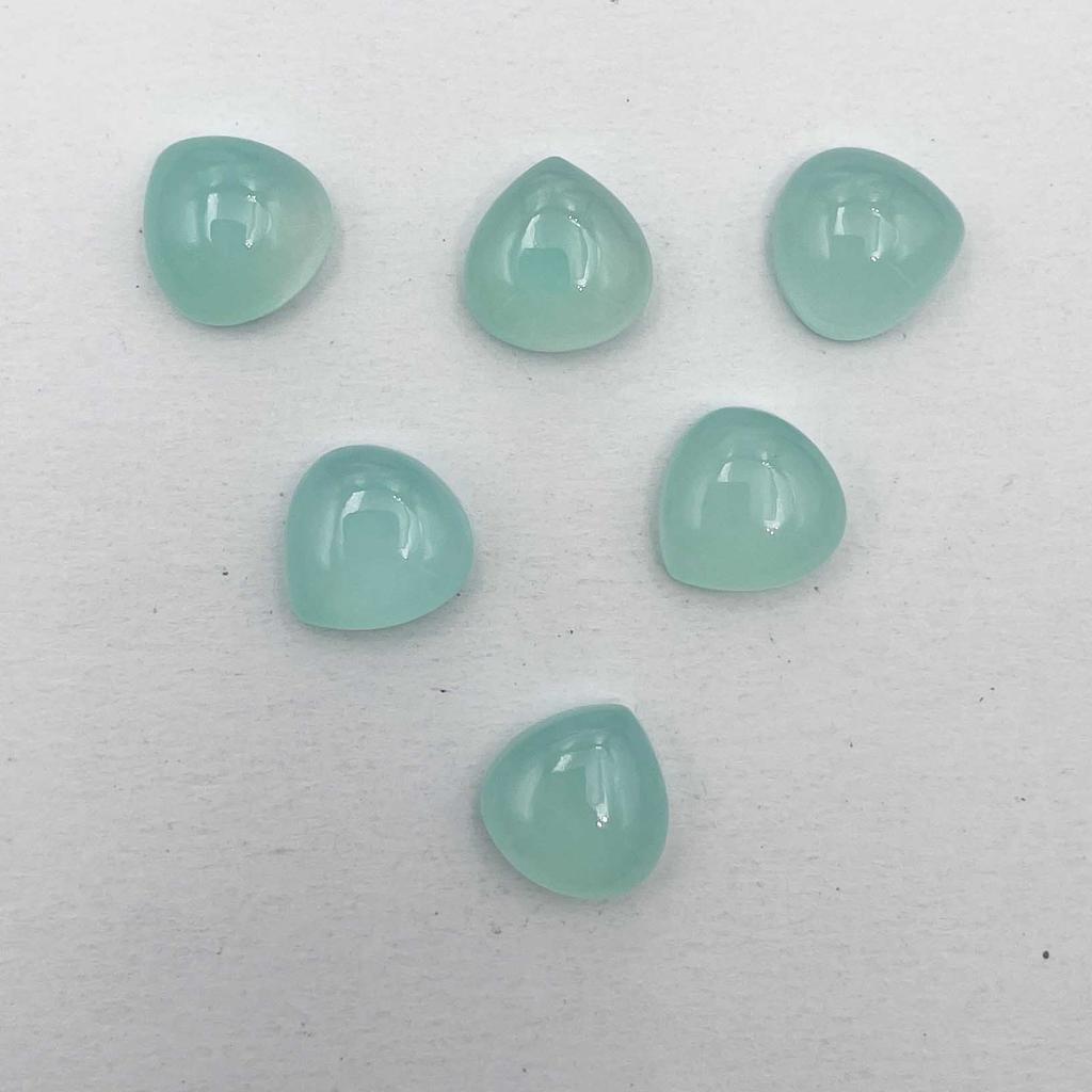 Natural Aqua Chalcedony Heart Cabochon Loose Gemstone Lot 6 Pcs 12 MM 34 CT For Jewelry Making