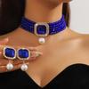 Luxusní vícevrstvý geometrický křišťálový choker a sada barevných náušnic