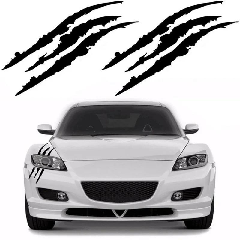 2X Black Vinyl Eye Catching Claw Marks Decal Sticker Waterproof For Car Headlamp