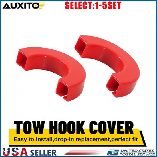 Red Tow Eye Hook Covers for Front Bumper Chevy Silverado 1500 2007-2024 2-8X 2X(1Set) Front Tow Hook C
