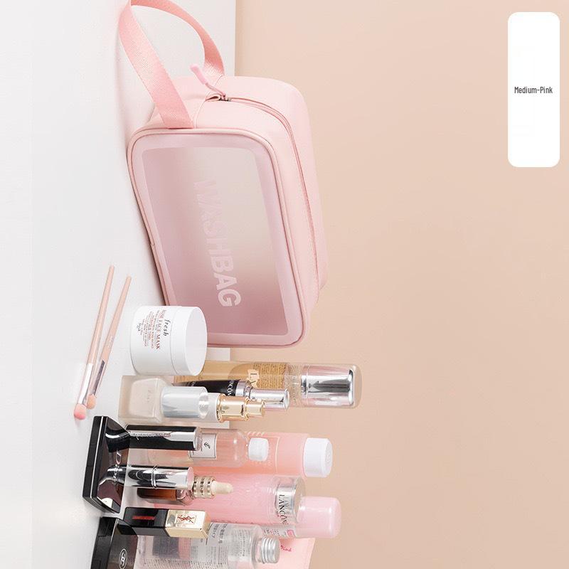 Double Layer Wet & Dry Separation Toiletry Bag - Portable Frosted Handheld Makeup & Swim Bag