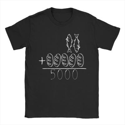2 Fische 5 Brote Jesus speist die 5000 Christliche Bibelverse T-Shirt Sommer Beliebtes T-Shirt für Männer Kurzarm Top T-Shirts
