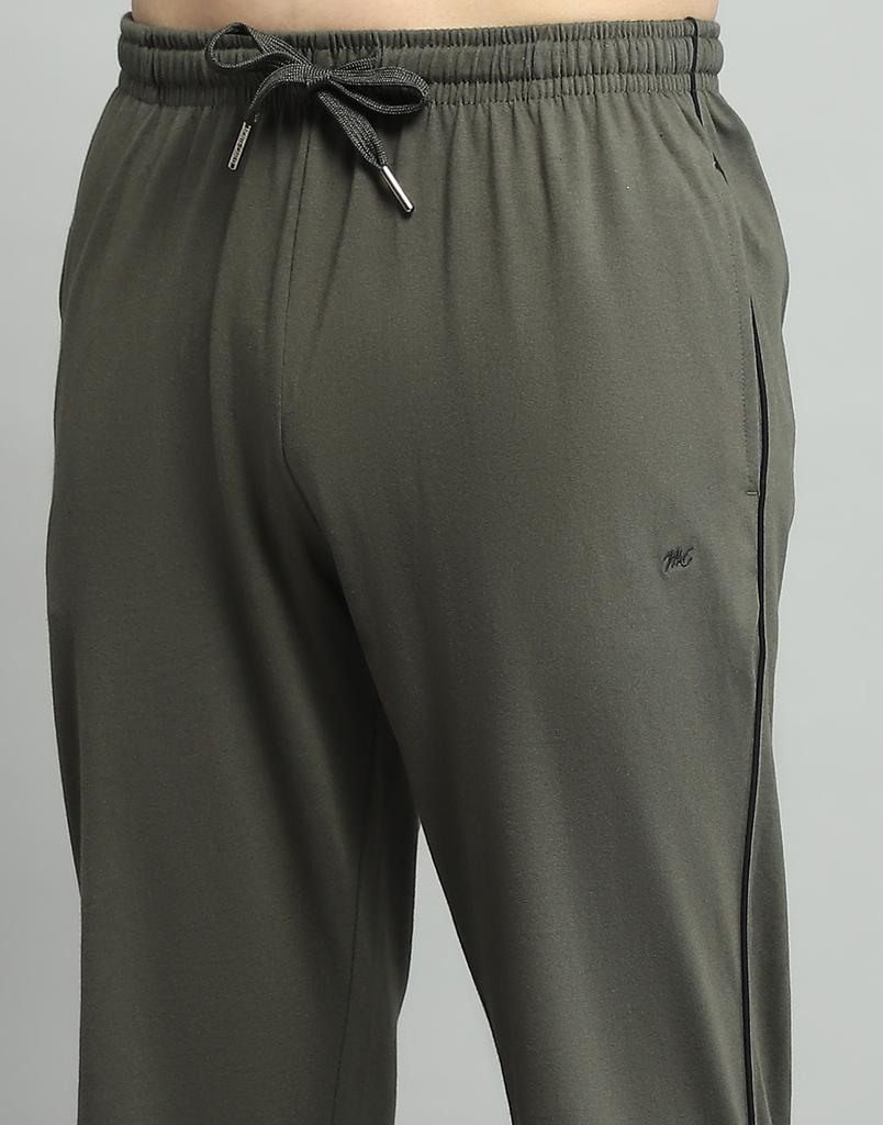 Monte Carlo Mens Solid Olive Mid Rise Regular Fit Lower