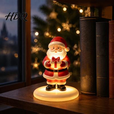 Indoor Festive Atmosphere Decor Santa Claus Figurine with Warm LED Light Christmas Glowing Tabletop Night Gift for Light Decor Holiday Desktop