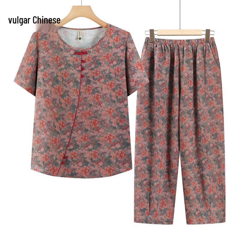 New Chinese Style Floral Summer Two-Piece Set
