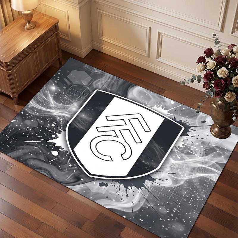 Fulham Football Print Crystal Velvet Rug, Comfortable Water Absorbent Non Slip Indoor Floor Carpet