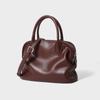New Bowling Shell Bag Women's Genuine Cowhide Handbag with Pleated Design Large Capacity Crossbody Shoulder Bag for Commute Fashion Daily Use Bag