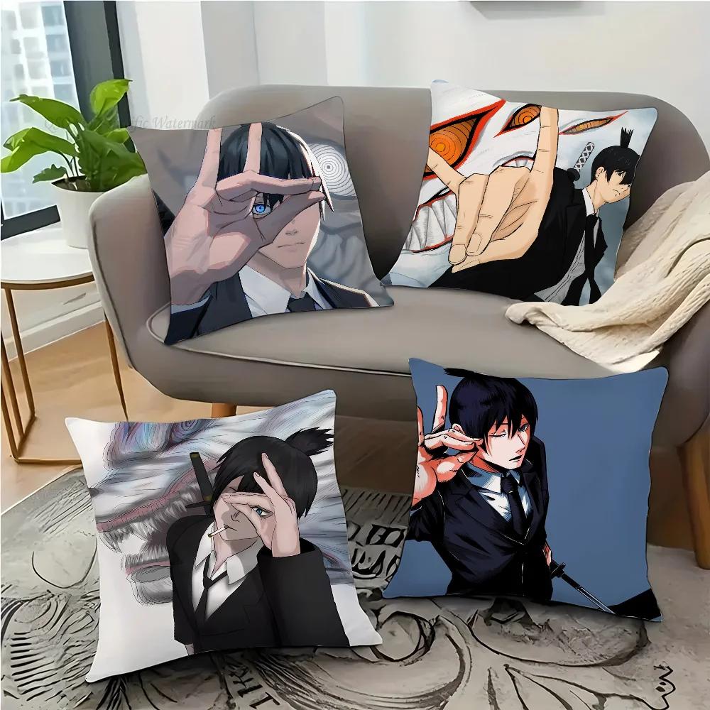 Hayakawa Aki Anime Chainsaw Man Pillow Case Square Pillow Bedroom Sofa Leisure Comfort CushionLiving Room Home Decoration 40X40