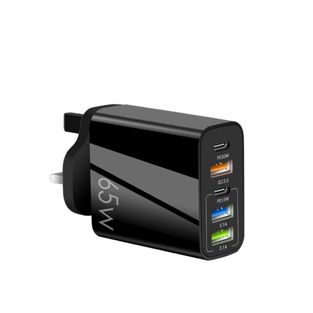 PD65W Fast Charger: 5V/3.1A Multi-Port Adapter with USB & PD for EU/US/UK