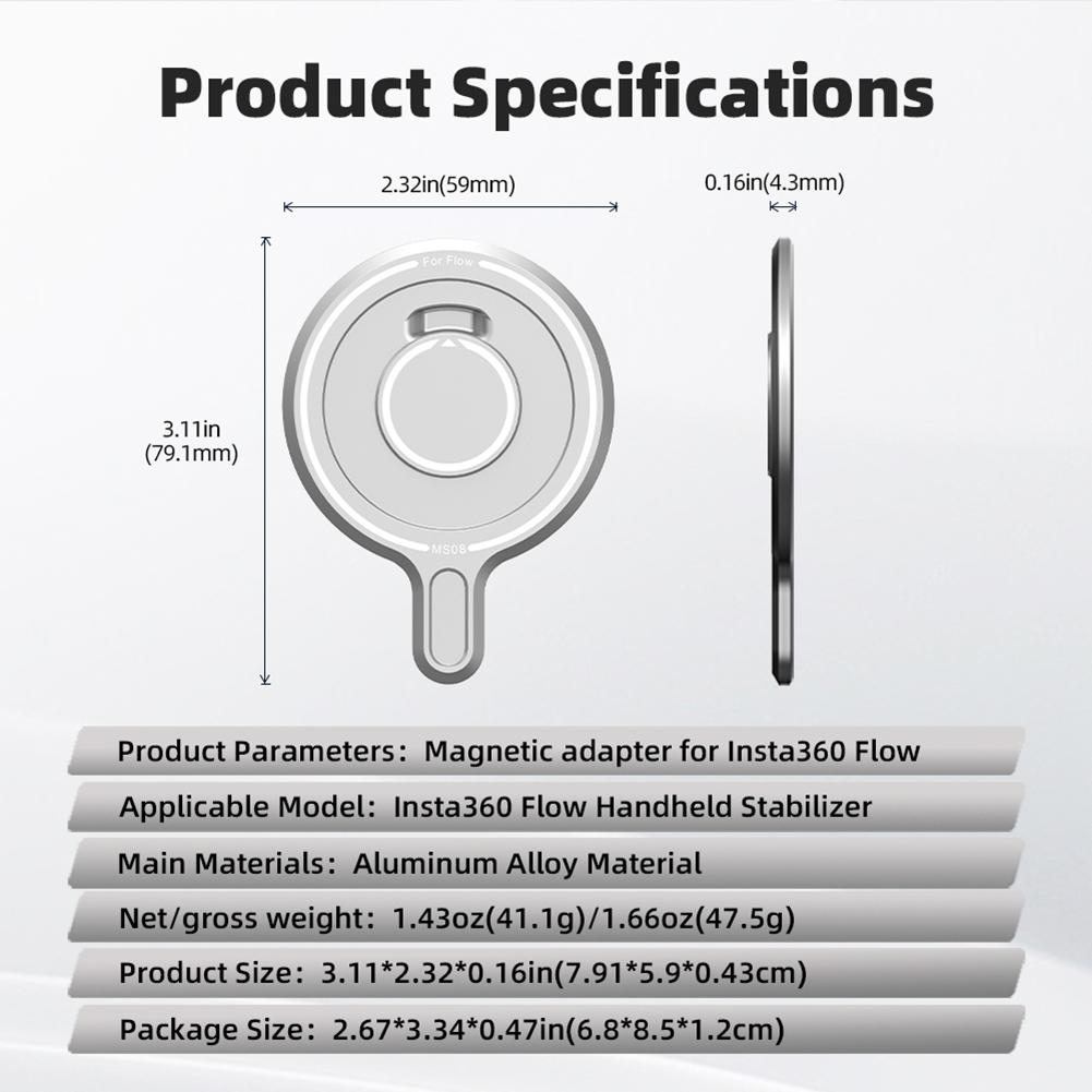 Universal Magnetic Adapter for Insta 360 Flow Camera Phone Magnet Mount Adapter for Insta 360 Flow Smartphone Gimbal Stabilizer