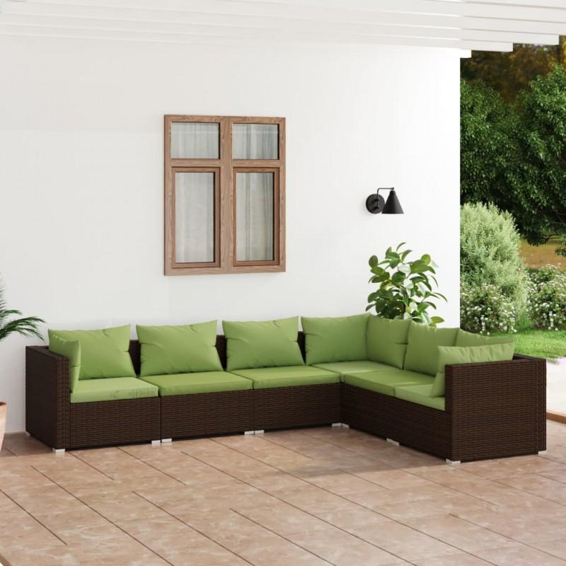 Day and Night - Day and Night Garden Furniture Set 6 Pieces and Brown Synthetic Rattan Cushions
