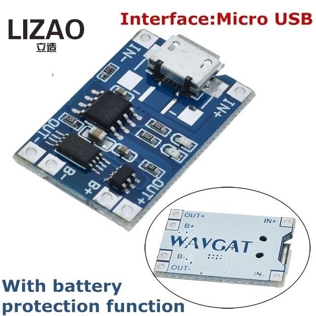 LIZAO 18611 Charger Board 1V Type-C Micro USB 1A Lithium Battery Charging Module With Protection for DIY Projects