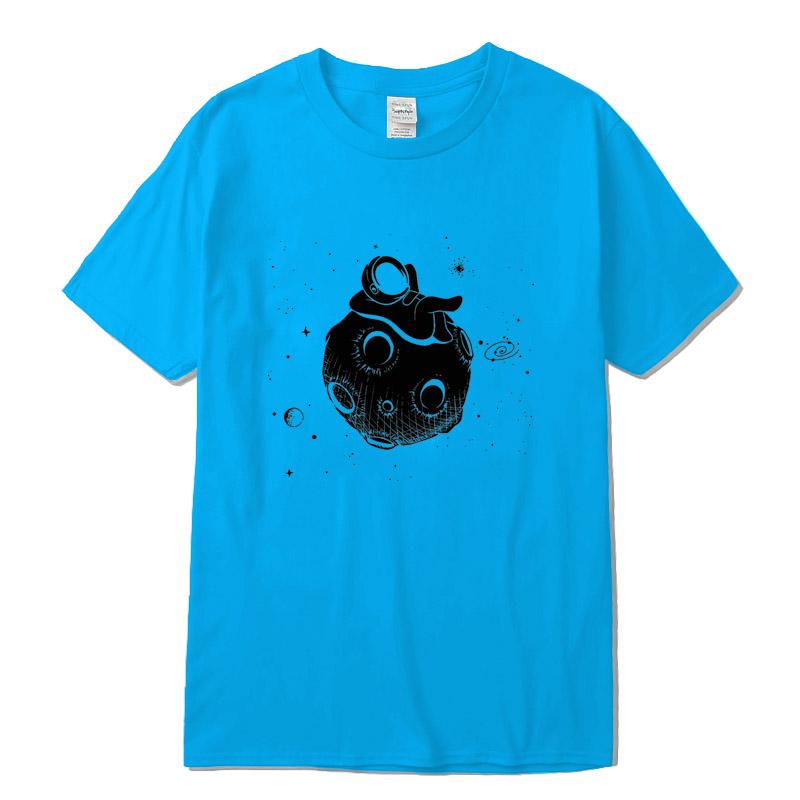 Men Tshirt High Quality 100 Cotton Short Sleeve Fun Casual Astronaut Print Men Tshirt Casual O