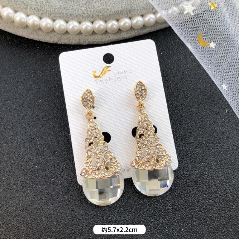 Retro temperament celebrytki kryształowe kolczyki sztyfty z diamentami, damskie luksusowe super błyszczące kolczyki z frędzlami na przyjęcie, proste kolczyki z kamieniami szlachetnymi